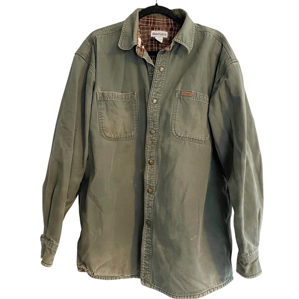 Carhartt‎ Flannel Lined Shirt Jacket Barn Chore Coat Workwear Large